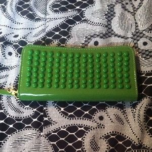 Green studded wallet