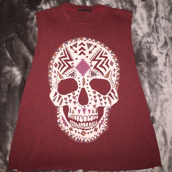 Urban outfitters red skull muscle tank