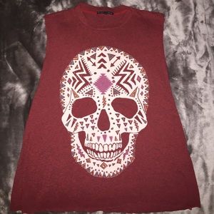 Urban outfitters red skull muscle tank