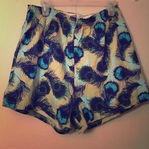 SOFFE brand Lounge Shorts Peacock Feather Print