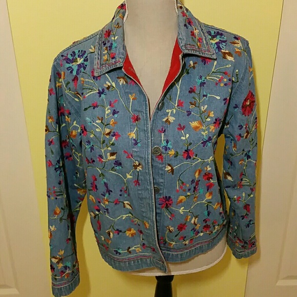 chicos embroidered denim jacket