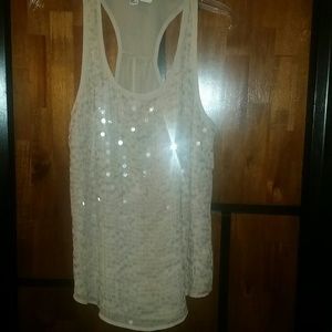 Forever 21 Razor back sequin cream colored tank