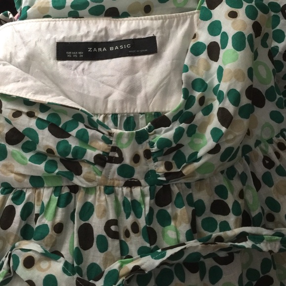 Zara Basic Green Dotted Babydoll Dress - Picture 4 of 4