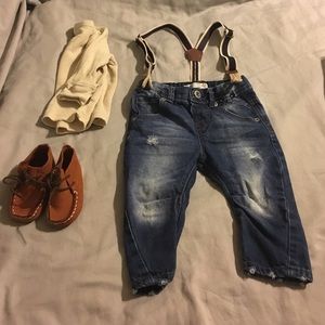 Zara baby boy skinny jeans and suspenders