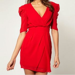 Asos Cross Over Red Tulip dress
