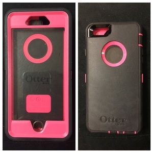 Pink and black otter box iPhone 6 case
