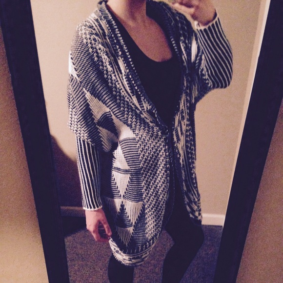 Black and White Knit Cardigan