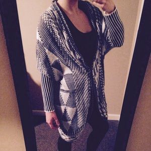 Black and White Knit Cardigan