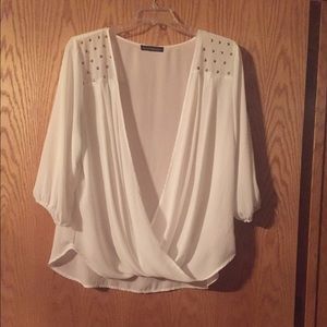 White Dressy Top w Studs