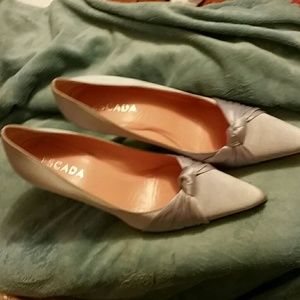 Satin light purple heels