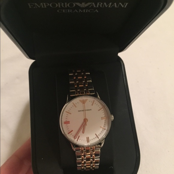 Emporio Armani Silver and RoseGold Watch