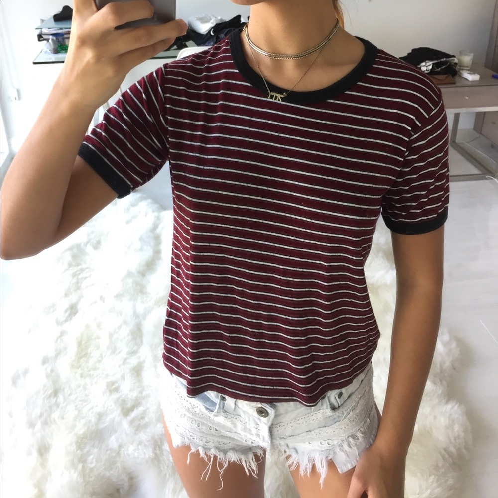 Brandy Melville maroon stripped top