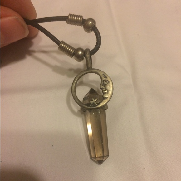 Crescent and crystal necklace