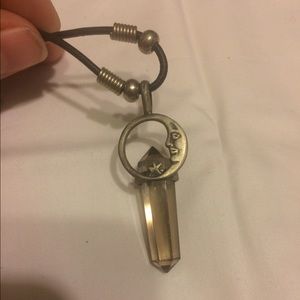 Crescent and crystal necklace
