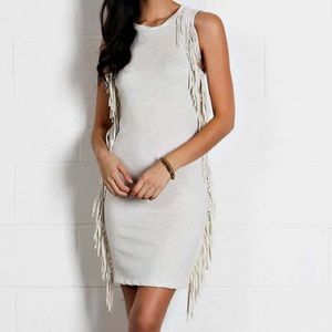Oatmeal Fringe BodyCon Dress