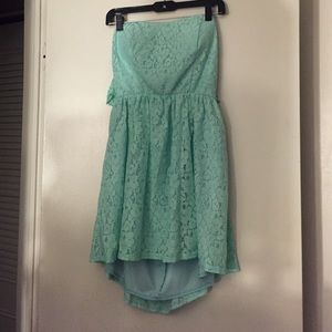 Open back baby blue lace dress
