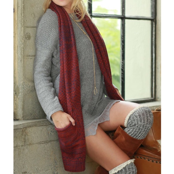 🆕 RAMALIA hello fall knit scarf - RUST - Picture 3 of 4