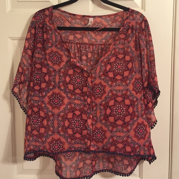 Sheer button down tunic