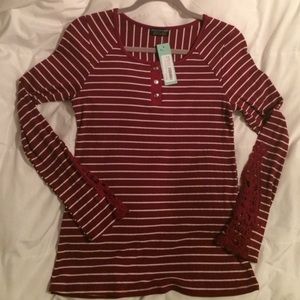 Tomas Crochet Detail Knit Henley