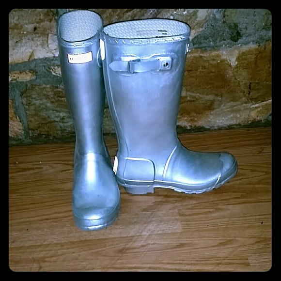 Silver hunter rain boots