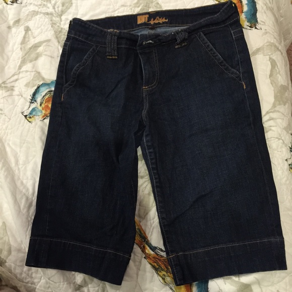 Dark wash Bermuda Jean shorts by Kut