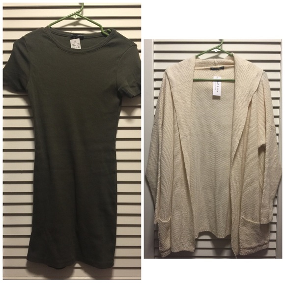 💚Brandy Olive Green TShirt Dress & Hooded Cardi💚