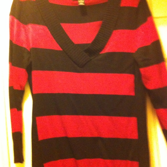 Pink and black stripe sweater