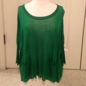 Green blouse.