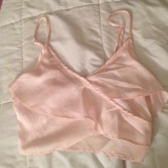 Pink ruffle crop top