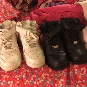 Two pairs of high top air forces