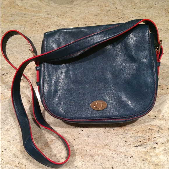 Leather Crossbody Purse with Contrast Piping - Picture 1 of 4