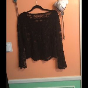 Black lace top and ecote wedge shoe bundle