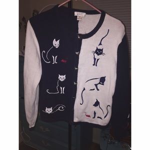 Vintage Cat Lady Button Up Sweater