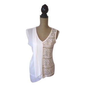 Ivory lace and see through tank top