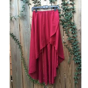 Burgundy high low skirt