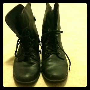 Black lace up ankle boots