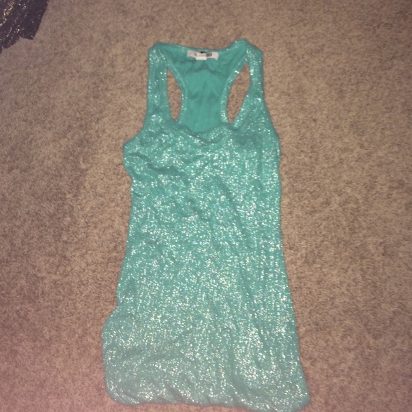 Forever 21 teal silver shimmery tank top