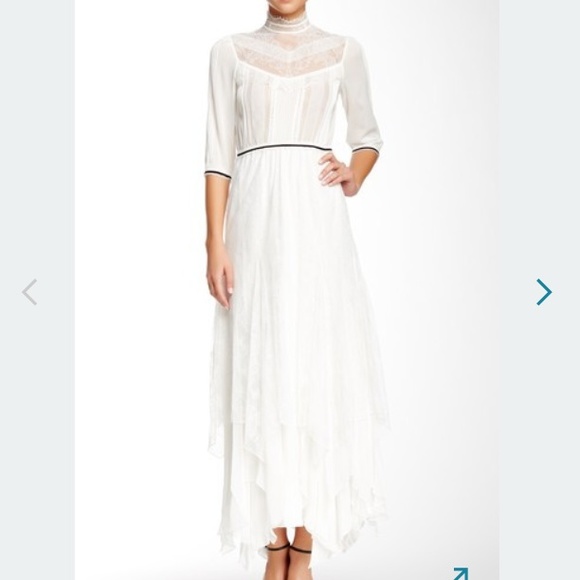 Alice+Olivia Victorian silk handkerchief hem dress