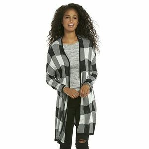 Like NEW Trendy long plaid cardigan, S