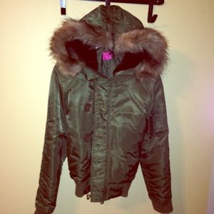 Juicy couture fur bomber jacket