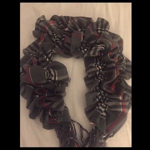 Gray and Red Plaid Scarf