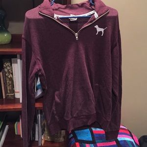 Half zip maroon PINK sweater
