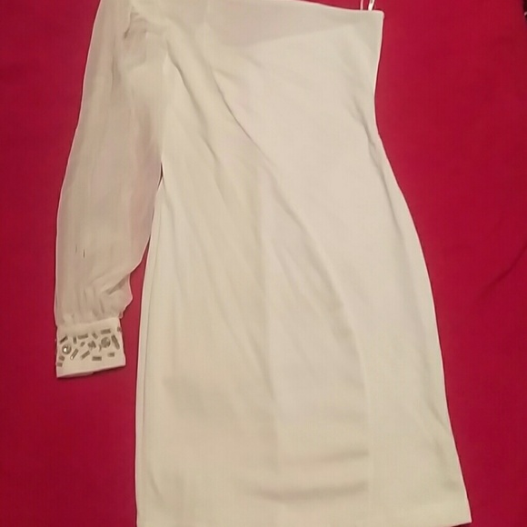 One shoulder white dress