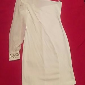 One shoulder white dress