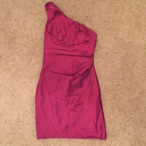 Aidan Mattox One Shoulder Shirred Dress