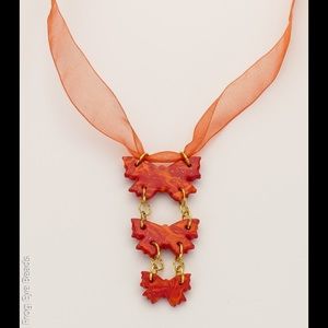 OOAK Handmade Lava Flow Butterfly Necklace