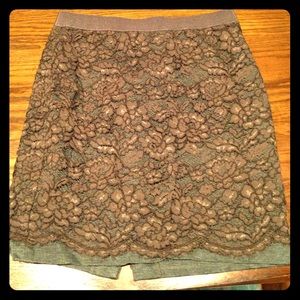 Loft size 8 brown lace skirt