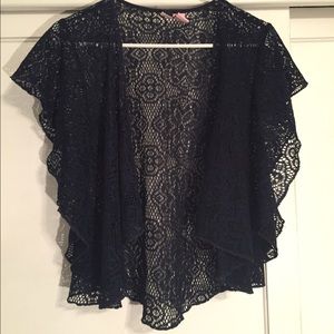 Dark navy blue lace shawl.