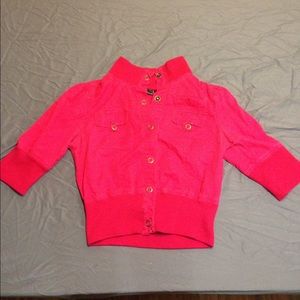 Red button up jacket