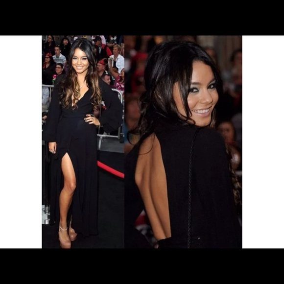 SOLD SOLD SOLD Black moss crepe OSSIE CLARK gown. - Picture 1 of 4
